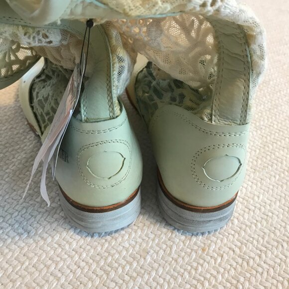 NWT Free People Bunker boots women's 9 green creme leather crochet boho hippie - Picture 6 of 8